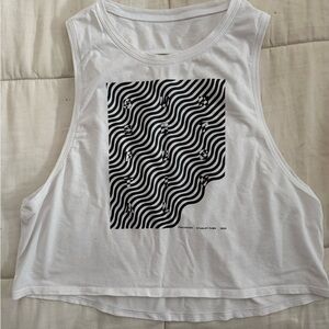 Lululemon Athletica White and Black Graphic Muscle Tee